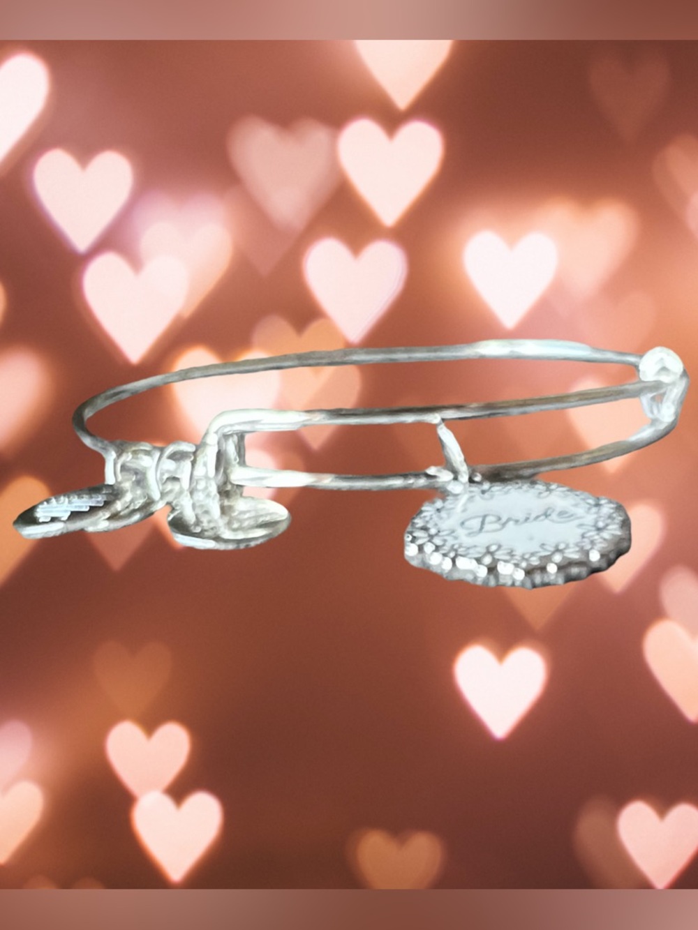 Bride Silver Tone Charm Bangle Bracelet by Alex + Ani - Picture 4 of 5